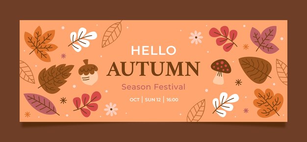 Plantilla plana de portada de redes sociales para celebración de otoño