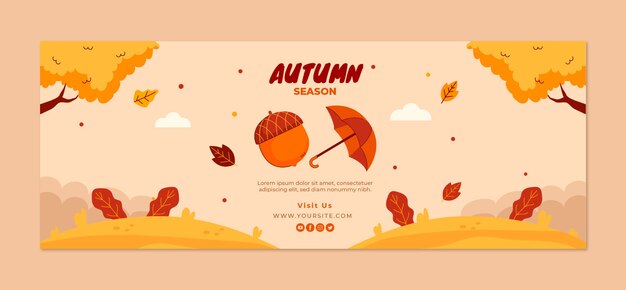 Plantilla plana de portada de redes sociales para celebración de otoño