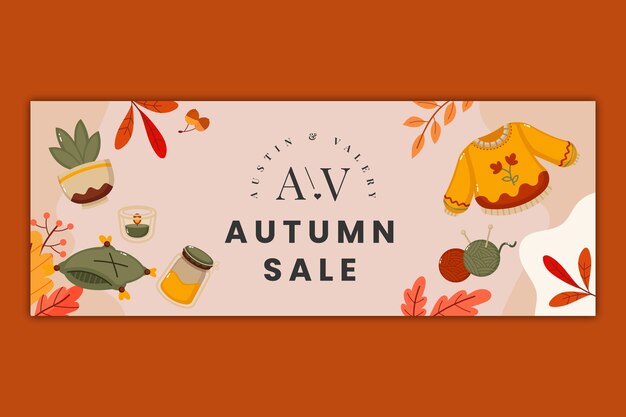 Plantilla plana de portada de redes sociales para celebración de otoño
