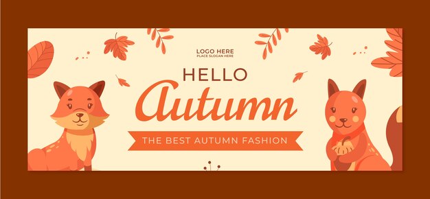 Plantilla plana de portada de redes sociales para celebración de otoño