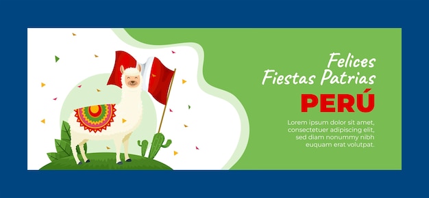 Vector gratuito plantilla plana de portada de redes sociales para celebraciones de fiestas patrias peruanas