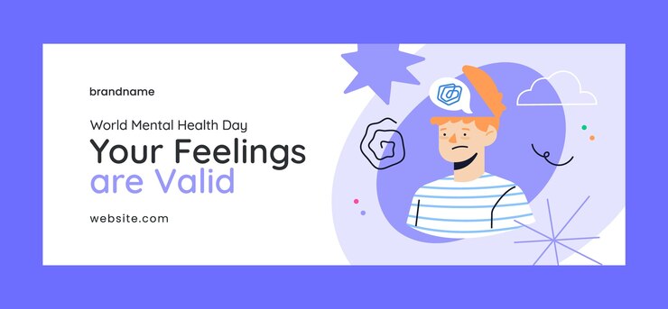 Vector gratuito plantilla plana de portada de redes sociales para la concientización sobre el día mundial de la salud mental