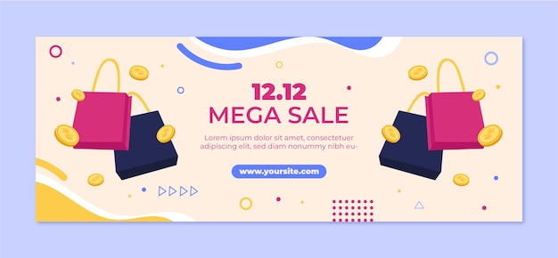 Plantilla plana de portada de redes sociales del día de compras 12.12