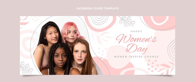 Plantilla plana de portada de redes sociales del día internacional de la mujer