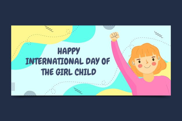 Plantilla plana de portada de redes sociales del día internacional de la niña