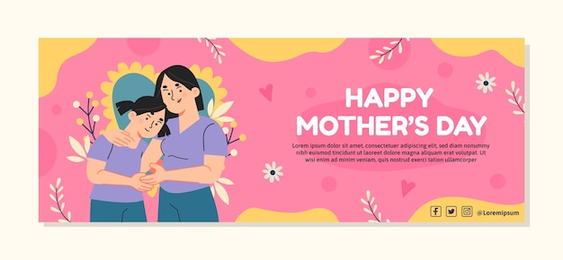 Vector gratuito plantilla plana de portada de redes sociales del día de la madre