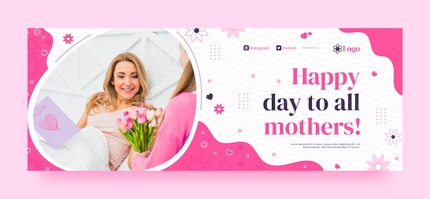 Plantilla plana de portada de redes sociales del día de la madre