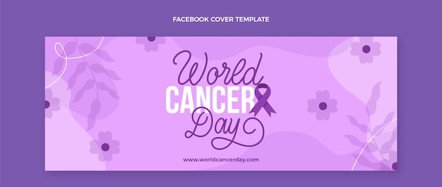 Vector gratuito plantilla plana de portada de redes sociales del día mundial del cáncer