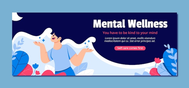 Vector gratuito plantilla plana de portada de redes sociales del día mundial de la salud mental