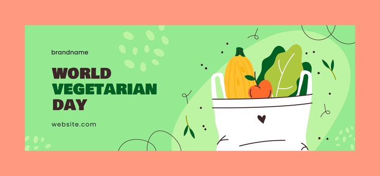 Vector gratuito plantilla plana de portada de redes sociales para el día mundial del vegetarianismo