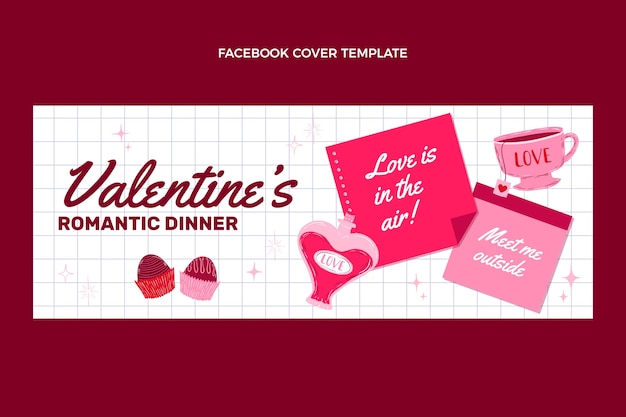Vector gratuito plantilla plana de portada de redes sociales del día de san valentín