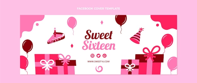 Plantilla plana de portada de redes sociales para dulces 16
