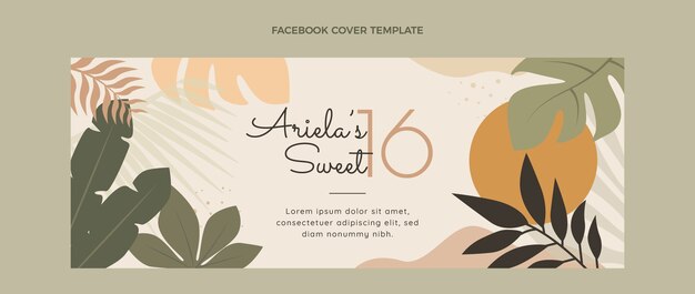 Plantilla plana de portada de redes sociales para dulces dieciséis