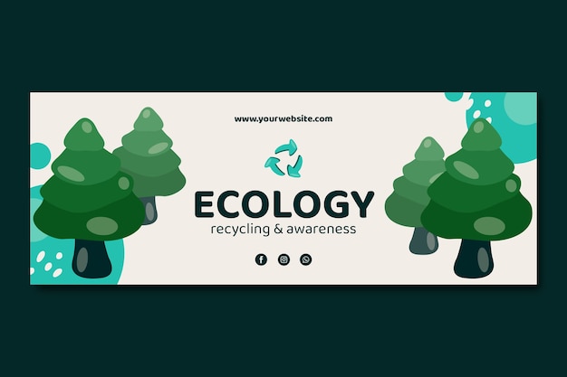 Vector gratuito plantilla plana de portada de redes sociales de ecología y conservación del medio ambiente