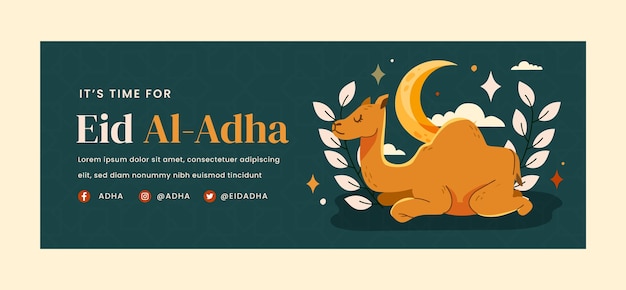 Plantilla plana de portada de redes sociales de eid al-adha