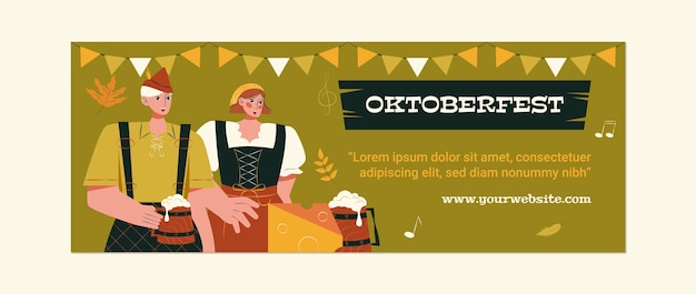 Vector gratuito plantilla plana de portada de redes sociales para el festival de oktoberfest