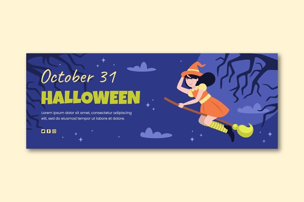 Plantilla plana de portada de redes sociales de halloween