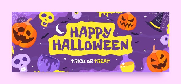 Plantilla plana de portada de redes sociales de halloween