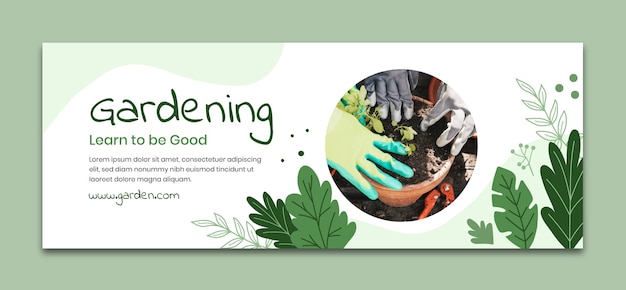 Plantilla plana de portada de redes sociales de jardinería