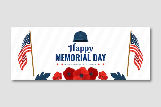 Plantilla plana de portada de redes sociales de memorial day