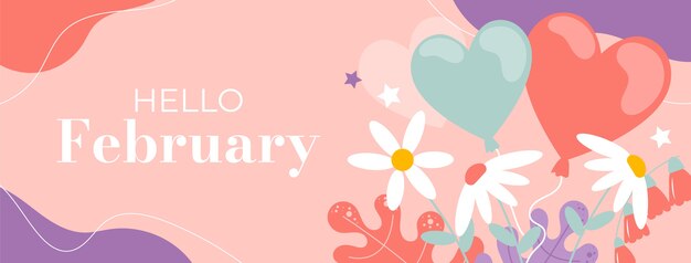 Plantilla plana de portada de redes sociales del mes del amor de febrero