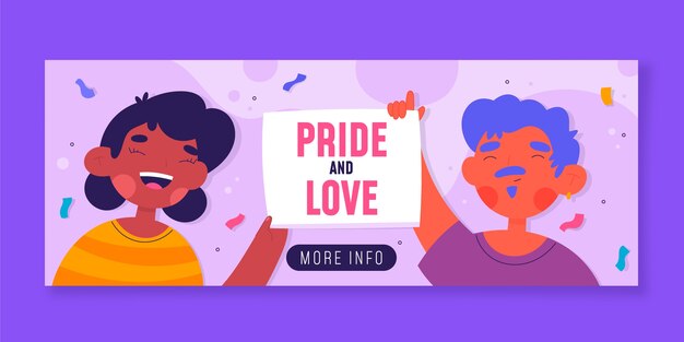 Plantilla plana de portada de redes sociales del mes del orgullo