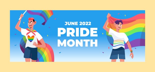 Plantilla plana de portada de redes sociales del mes del orgullo