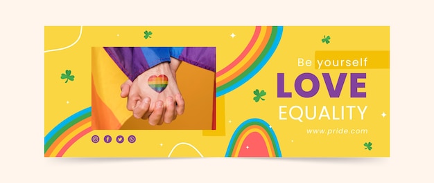 Plantilla plana de portada de redes sociales del mes del orgullo