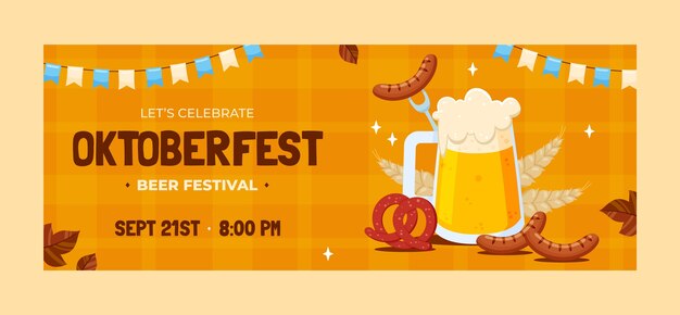 Plantilla plana de portada de redes sociales de oktoberfest