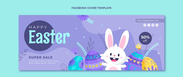 Plantilla plana de portada de redes sociales de pascua