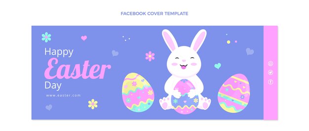 Vector gratuito plantilla plana de portada de redes sociales de pascua