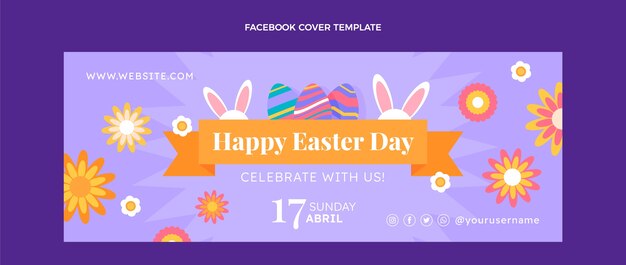 Plantilla plana de portada de redes sociales de pascua