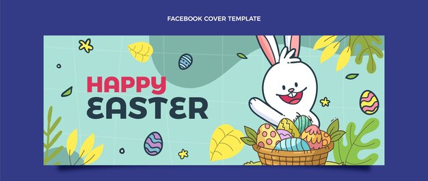 Plantilla plana de portada de redes sociales de pascua