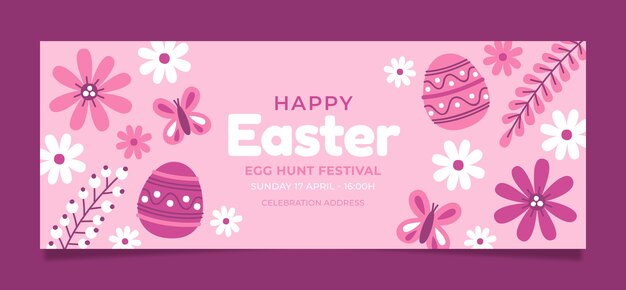 Plantilla plana de portada de redes sociales de pascua