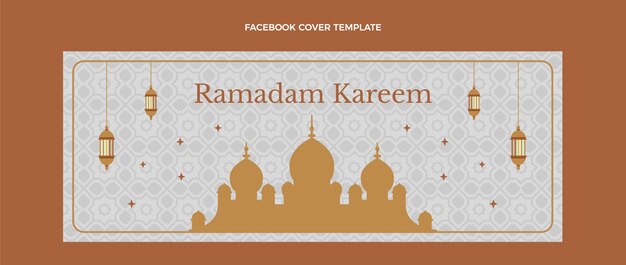 Plantilla plana de portada de redes sociales de ramadán