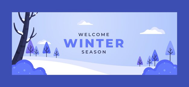 Plantilla plana de portada de redes sociales de rebajas de temporada de invierno