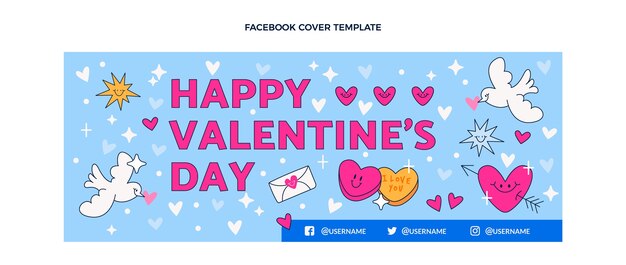 Plantilla plana de portada de redes sociales de san valentín