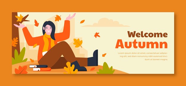 Plantilla plana de portada de redes sociales para la temporada de otoño