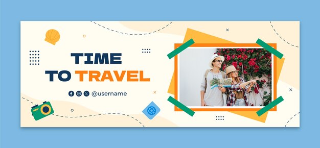 Plantilla plana de portada de redes sociales para viajes de aventuras