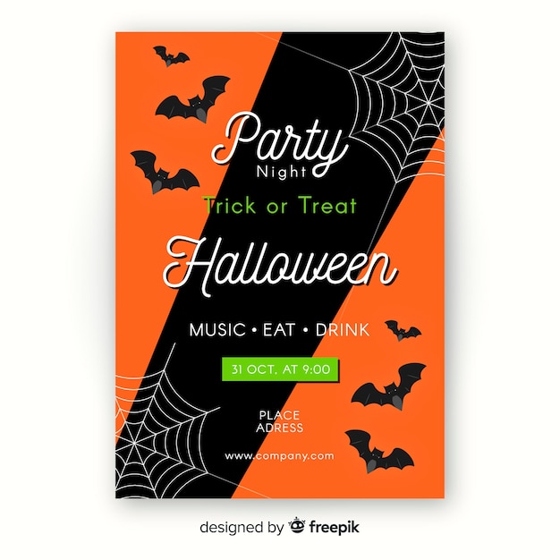 Vector gratuito plantilla plana de póster de halloween