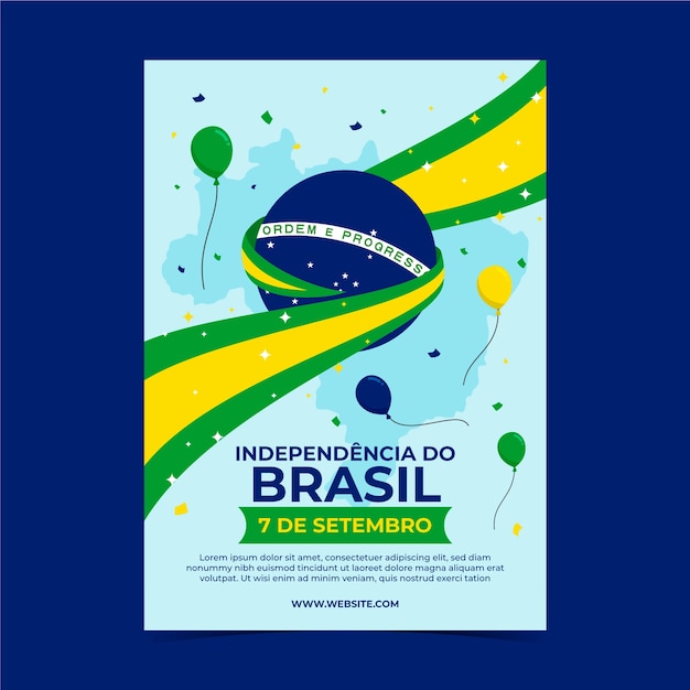 Plantilla plana de póster sete de setembro