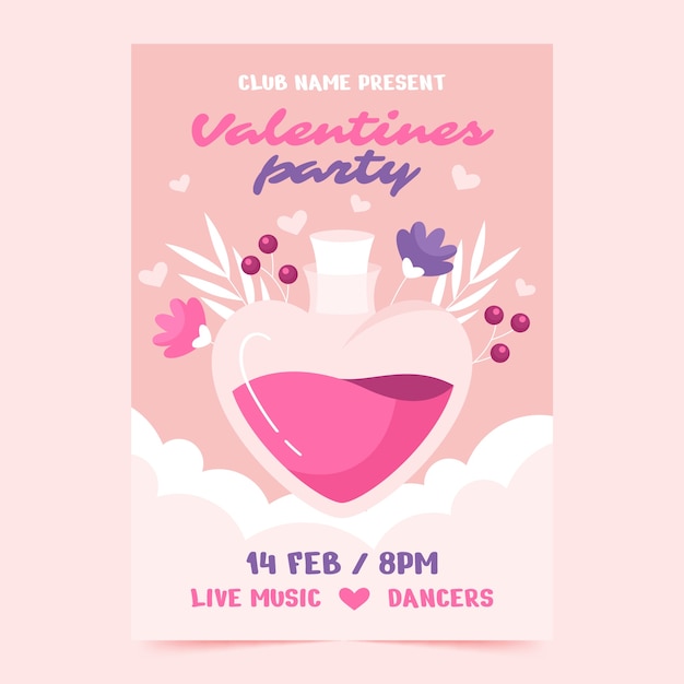 Vector gratuito plantilla plana de póster vertical de celebración del día de san valentín