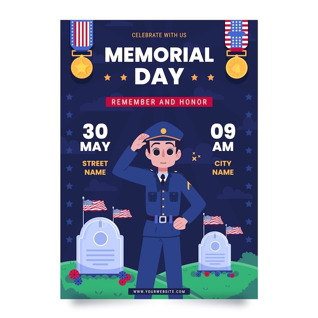 Plantilla plana de póster vertical del día conmemorativo