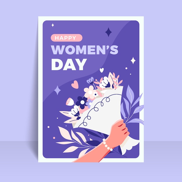 Plantilla plana de póster vertical del día internacional de la mujer