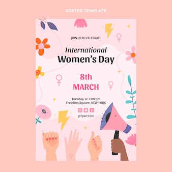 Plantilla plana de póster vertical del día internacional de la mujer