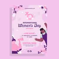 Vector gratuito plantilla plana de póster vertical del día internacional de la mujer