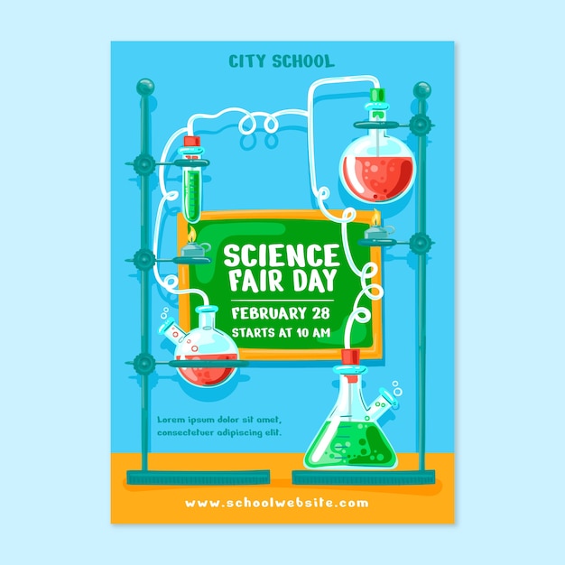 Plantilla plana de póster vertical del día nacional de la ciencia