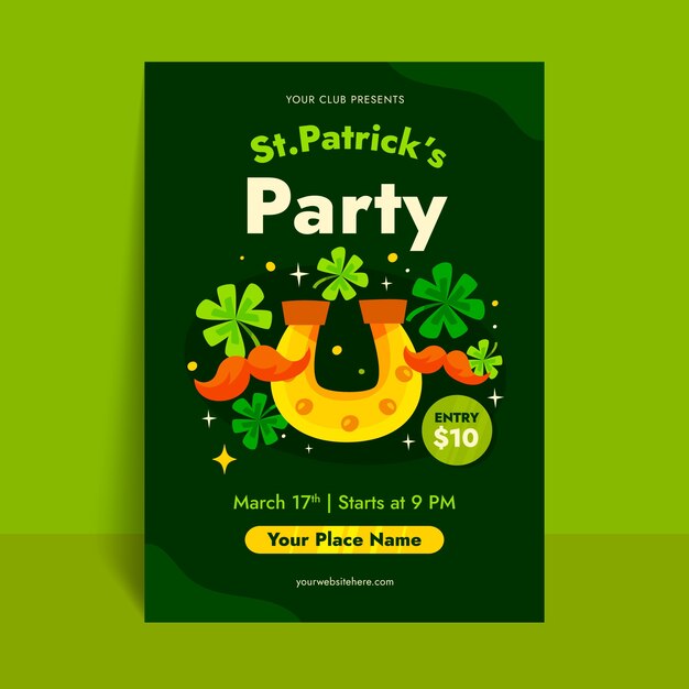 Plantilla plana de póster vertical del día de san patricio