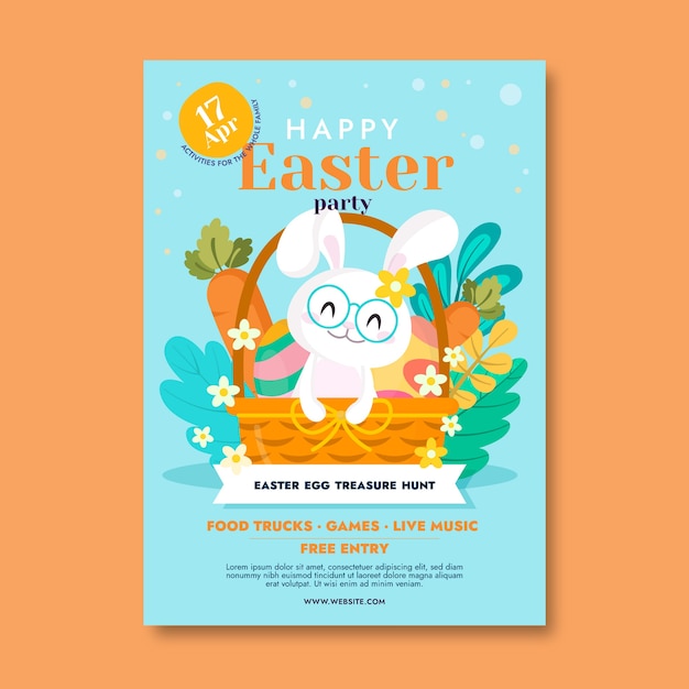 Vector gratuito plantilla plana de póster vertical de pascua