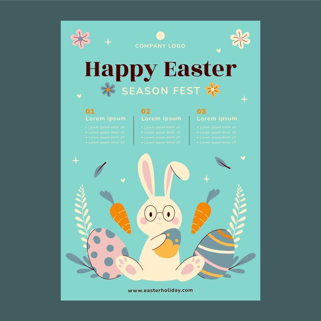 Plantilla plana de póster vertical de pascua